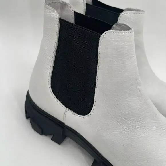 SILENT D Cress Chelsea Boot Size 38 (US 7/7.5) White Leather Lug Sole Slip On - Picture 3 of 16